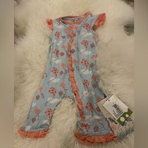 Kickee Pants Print ruffle Tank Romper